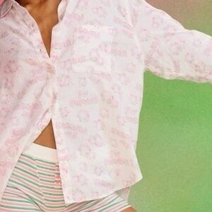 aerie Light Pink Printed Button-Down Shirt